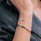 Bracelet rigide Elsa Lee Paris, collection Tendance, en argent 925, émail noir et ligne perpendiculaire avec Zirconia