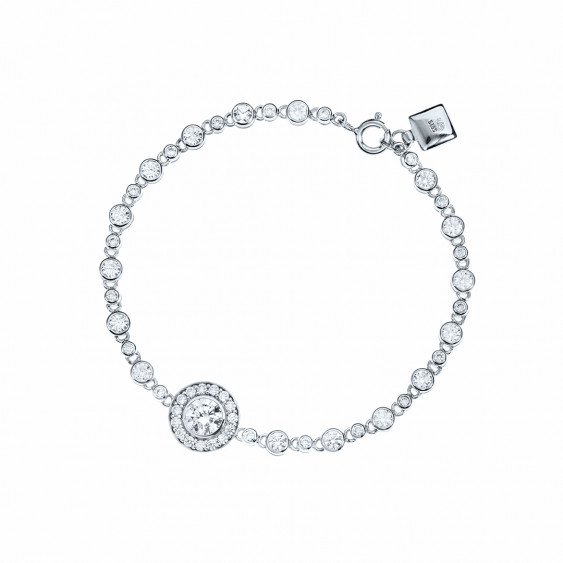 Bracelet Elsa Lee Paris, en Argent 925, avec un oxyde de Zirconium blanc sertis clos et brillants sur le bracelet