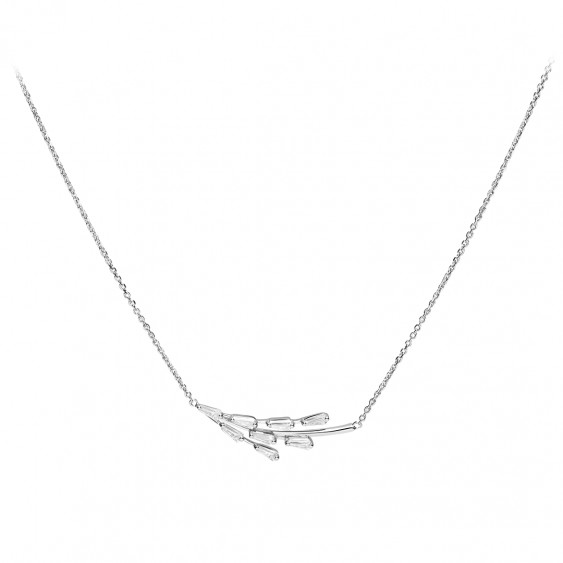 925 rhodium silver necklace and branch-style cubics zirconia