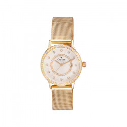 Golden milanese mesh watch by Elsa Lee