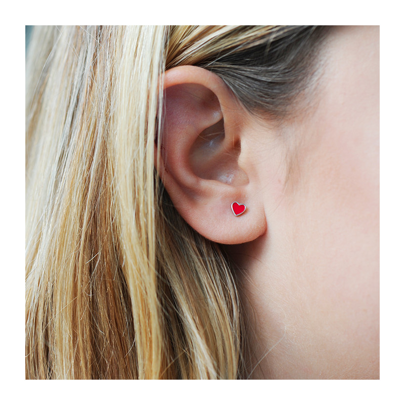 Boucles d'Oreilles Cœur Rouge : New