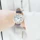 Elsa Lee Paris - Montre Stella cadran acier rosé 3ATM chiffre arabe asymétrique et bracelet cuir étincelant couleur violet prune