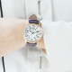 Elsa Lee Paris - Stella watch with Stanley Steel dial case 3ATM and asymmetric numerals, plum purple glittery leather strap