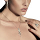 Elsa Lee Paris sterling silver necklace with flower shape pendant and clear Cubic Zirconia