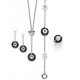 Elsa Lee Paris Silver Sterling Dangling Earrings with cubics zirconia and black enamel