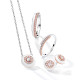 Elsa Lee Paris fine 925 sterling silver necklace - white enamel pendant, pink rhodium-plating and 13 clear Cubic Zirconia