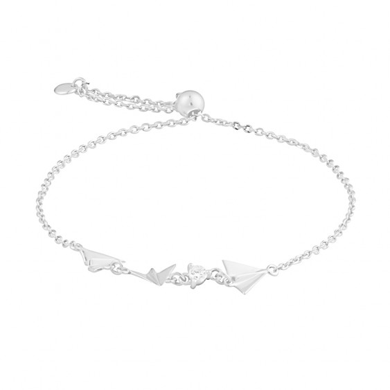 Bracelet Avion Papier en argent by Elsa Lee Paris - chaine en argent ajustable 