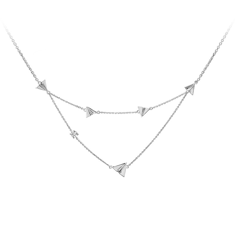 Helen de Lete Paper Airplane 925 Sterling Silver Collar Necklace