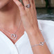 Elsa Lee Paris fine 925 sterling silver bracelet, 2 silver chains with a heart shaped pattern with Cubic Zirconia