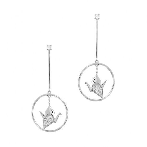 Origami Crane Dangling Earrings