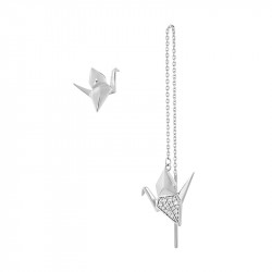 Origami Crane Asymmetrical Earrings