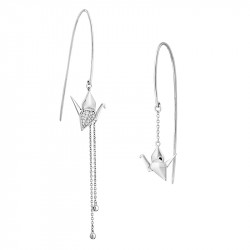 Origami Crane Asymmetrical Earrings