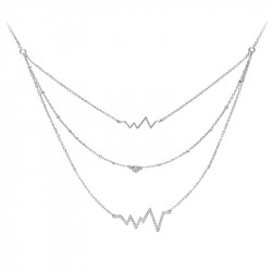 Collier battement coeur en argent sur trois rangs