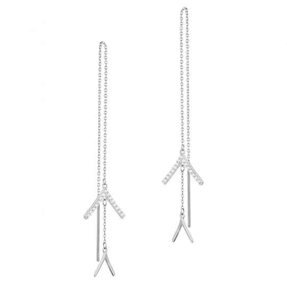 Boucles d'oreilles pendantes flèches argent