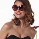 Lunettes de soleil Elsa Lee Paris, monture en plastique forme ronde rouge pailleté