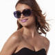 Elsa Lee Paris sunglasses, with a modern blue frame and transparent stripes