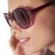 Elsa Lee Paris sunglasses, with a modern purple frame and transparent stripes