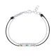 Bracelet enamel with colours, black string and silver chain by Elsa Lee Paris 