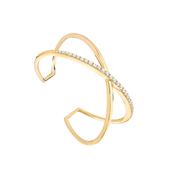 Yellow gold plated cuff, crossed on the front of the Stella collection