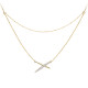 Yellow gold plated cross necklace on double chain