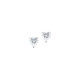 Elsa Lee Paris sterling silver earrings with two heart shaped claws set clear Cubic Zirconia 