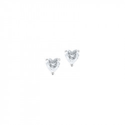 Boucles d'oreilles Elsa Lee Paris, collection Tradition, en argent et oxydes de Zirconium forme coeur sertis griffe