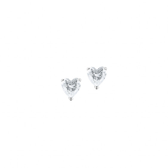 Boucles d'oreilles Elsa Lee Paris, collection Tradition, en argent et oxydes de Zirconium forme coeur sertis griffe