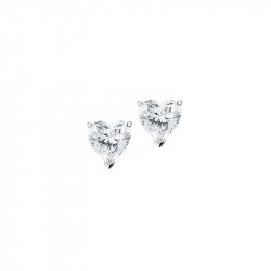 Elsa Lee Paris sterling silver earrings with two heart shaped claws set clear Cubic Zirconia 