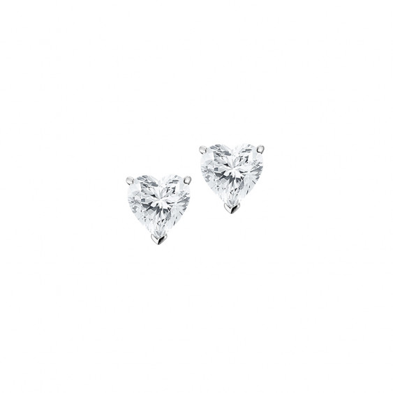Elsa Lee Paris sterling silver earrings with two heart shaped claws set clear Cubic Zirconia 