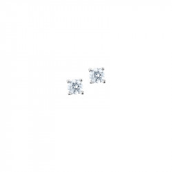 Elsa Lee Paris sterling silver small earrings with two claws set clear Cubic Zirconia 