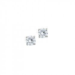 Elsa Lee Paris sterling silver small earrings with two claws set clear Cubic Zirconia 