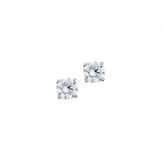 Elsa Lee Paris sterling silver small earrings with two claws set clear Cubic Zirconia 