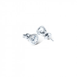 Elsa Lee Paris sterling silver earrings with two close set clear Cubic Zirconia
