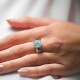 Elsa Lee Paris sterling silver ring, with impressive diamond cut Cubic Zirconia