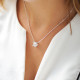 Collier Elsa Lee Paris, collection Tradition, chaîne en argent massif et pendant oxyde de Zirconium blanc serti griffe