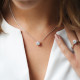 Elsa Lee Paris sterling silver necklace - one claws set diamond cut Cubic Zirconia 