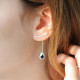 Marine Sapphire pear shaped ear jacket earrings by Elsa Lee Paris 