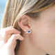 Sapphire blue tear cut Earline earrings in silver by Elsa Lee Paris 