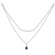Sapphire blue teardrop or pear shaped double row necklace in 925 silver by Elsa Lee Paris 