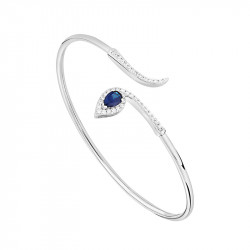 Sapphire color multi bangle cut in pear and silver by Elsa Lee Paris