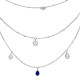 Sapphire color triple chain necklace cut in dropand silver by Elsa Lee Paris