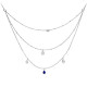 Sapphire color triple chain necklace cut in dropand silver by Elsa Lee Paris