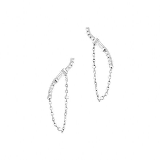 Silver Earline earrings with its glamorous chain for a modern and rock style 