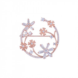 Broche à fleurs en argent plaqué or rose de la collection Pink Daisy