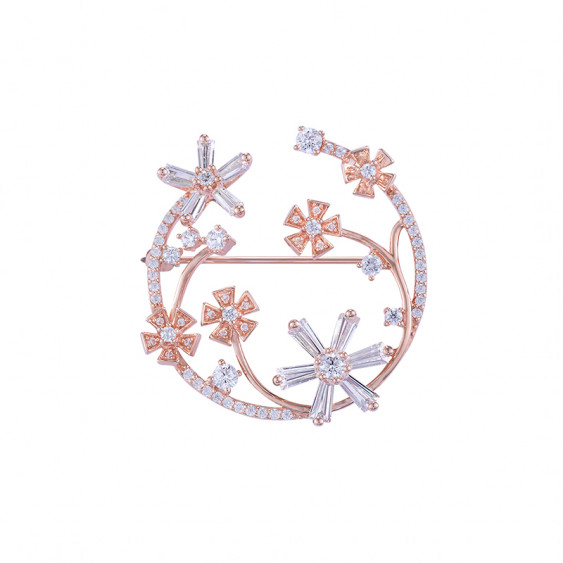 Pink gold plated silver flower brooch from the Pink Daisy collection
