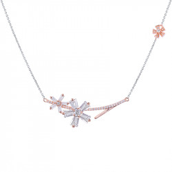 Collier fleurs en argent plaqué or rose de la ligne Pink Daisy