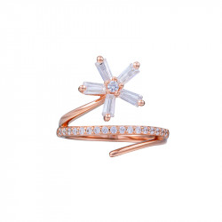 Pink Daisy Ring with a flower design in pink gold plated silver 