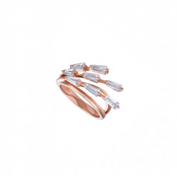 pink gold plated silver ring and branch-style cubics zirconia