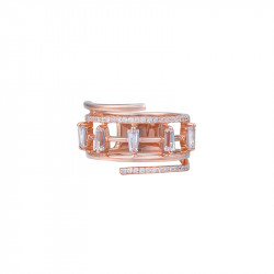 pink gold plated silver ring and branch-style cubics zirconia