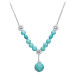 Elsa Lee Paris - Silver sterling necklace, 42cm long cubic zirconia and Turquoise 